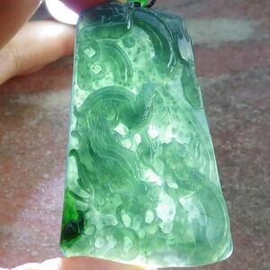 Certificate Jadeite jade Myanmar Burmese wealth Dragon Pendant